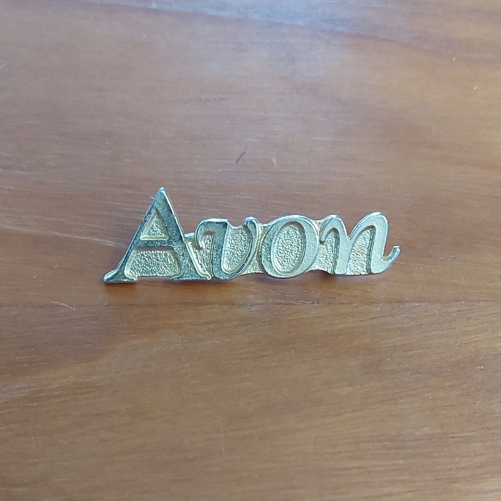 Avon Gold Tone Script Pin/Brooch